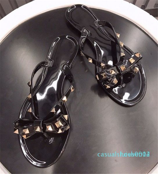 women designer sandals rivets brand bow knot flat luxury slippers studded girl shoes cool beach jelly platform slides lady flip flops c14, Black
women designer sandals rivets brand bow knot flat luxury slippers studded girl shoes cool beach jelly platform slides lady flip flops c14, Black