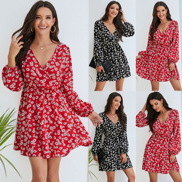 2020 new style for autumn and winter european and american womens skirt selling popular daisy long-sleeved dress, White;black
2020 new style for autumn and winter european and american womens skirt selling popular daisy long-sleeved dress, White;black
