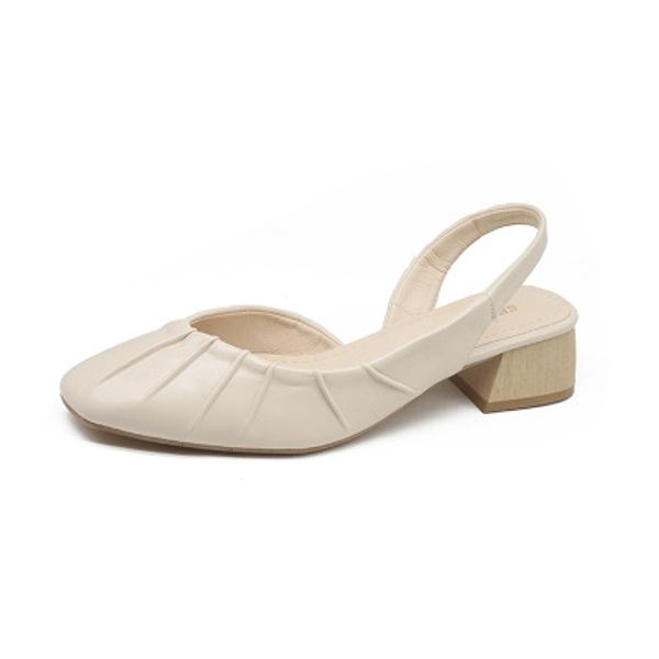 2020 summer new pleated rear strap with thick heel wild casual mid-heeled shoes, Black
2020 summer new pleated rear strap with thick heel wild casual mid-heeled shoes, Black