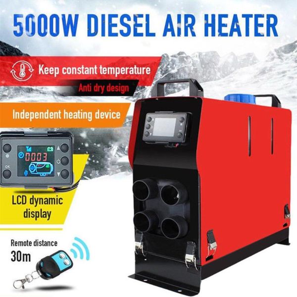 

12v 5/8kw air diesel heater vehicle set lcd thermostat four holes fast heating fan heater for truck boat car trailer caravans