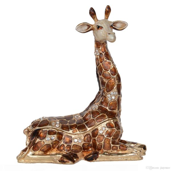 sitting giraffe jewelry boxes trinket box collectible pewter ornament inlaid crystal metal giftware, Black;white
sitting giraffe jewelry boxes trinket box collectible pewter ornament inlaid crystal metal giftware, Black;white
