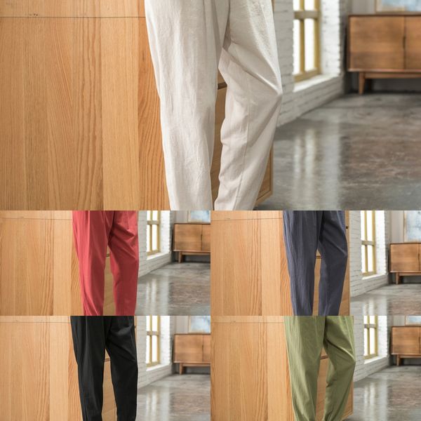 linen chinese style loose ankle-tied cotton linen lantern sports cropped sports large size men's nine-point harem pants lantern pants j, Blue 
linen chinese style loose ankle-tied cotton linen lantern sports cropped sports large size men's nine-point harem pants lantern pants j, Blue