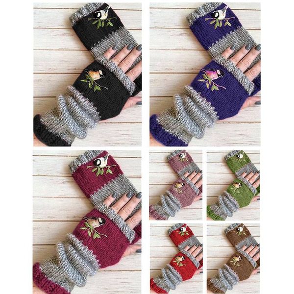 female windproof warm bird embroidery mittens double thick plush wrist women touch screen driving gloves, Blue;gray
female windproof warm bird embroidery mittens double thick plush wrist women touch screen driving gloves, Blue;gray
