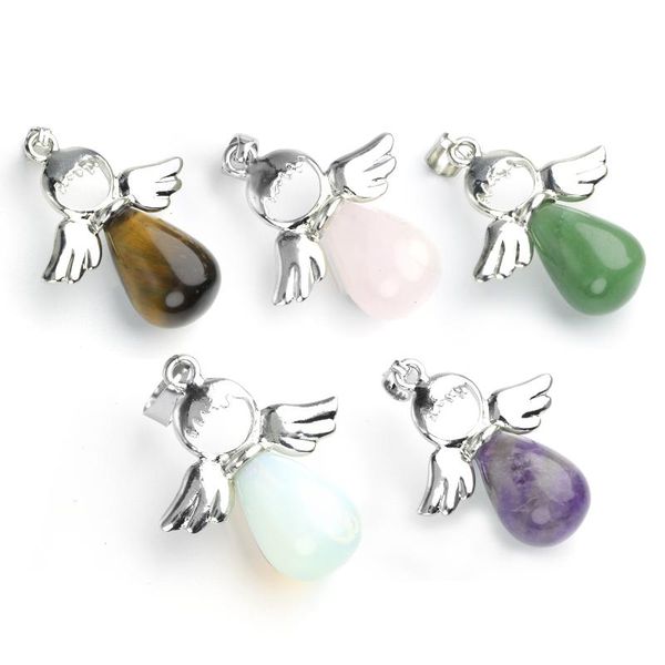 charms angel wing necklace healing crystal pendant women's chakra balance, Bronze;silver
charms angel wing necklace healing crystal pendant women's chakra balance, Bronze;silver
