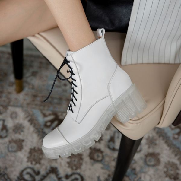 2020 new lace-up platform boots fashionable transparent non-slip sole white boots for women, Black
2020 new lace-up platform boots fashionable transparent non-slip sole white boots for women, Black