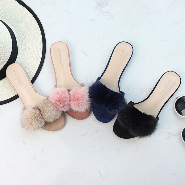 women slippers flats sandals summer 2020 real fur furry ball shoes woman fluffy flats sandals outside bohemian flip flops shoes, Black
women slippers flats sandals summer 2020 real fur furry ball shoes woman fluffy flats sandals outside bohemian flip flops shoes, Black