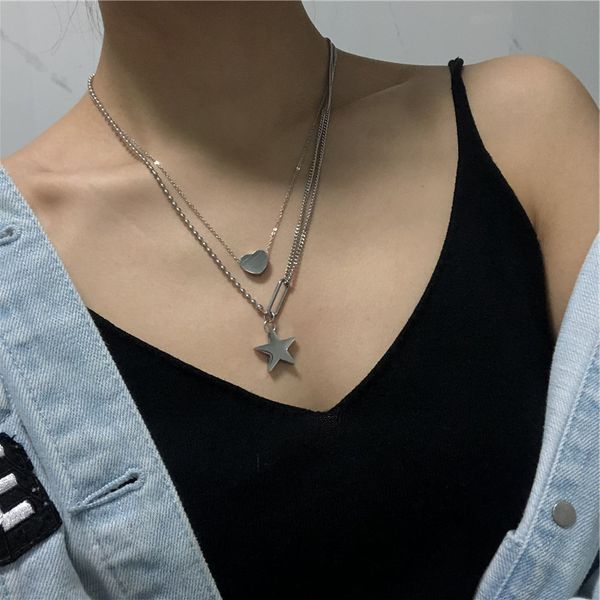 chains korean layered silver color love heart pendant necklaces for women personality pentagram star long beads chain necklace jewelry
chains korean layered silver color love heart pendant necklaces for women personality pentagram star long beads chain necklace jewelry