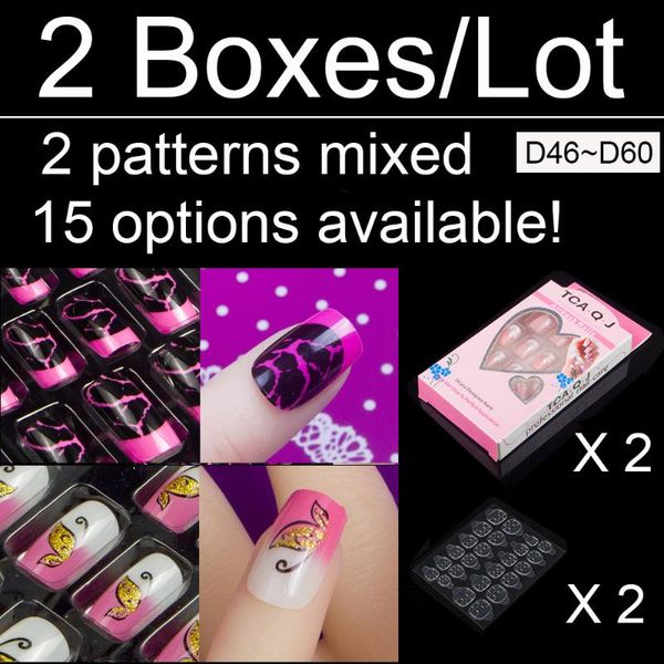 false nails 2 boxes press on nail art tips mixed pattern 24 pieces/box with adhesive 10 sizes full cover fake d46~d60, Red;gold
false nails 2 boxes press on nail art tips mixed pattern 24 pieces/box with adhesive 10 sizes full cover fake d46~d60, Red;gold
