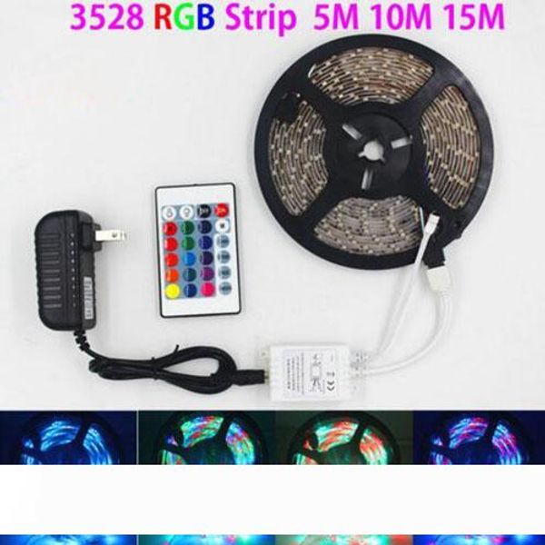 

SMD 3528 5M 10M 15M 300led RGB led strip light Waterproof outdoor lighting Multicolor Tape Ribbon 24keys DC12V adapter set