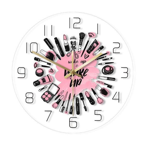 wake up and make up cosmetics collection acrylic wall clock beauty salon business wall art decor watch non ticking clock
wake up and make up cosmetics collection acrylic wall clock beauty salon business wall art decor watch non ticking clock