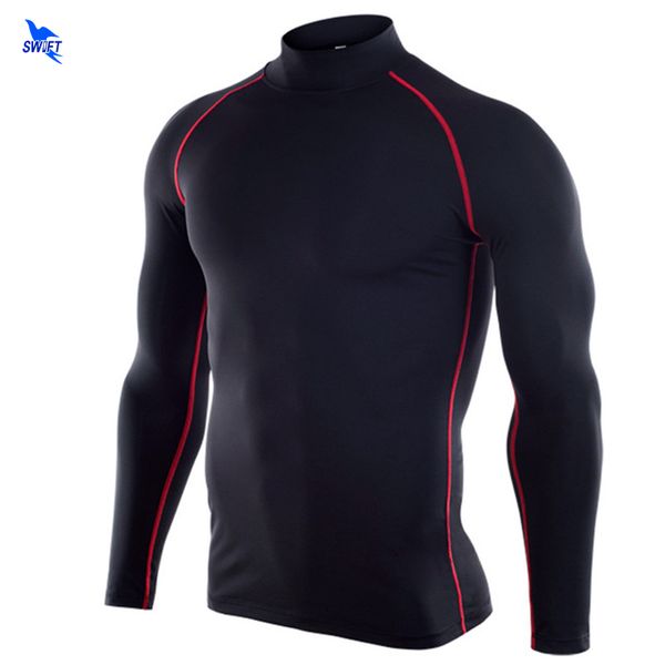 running jerseys stand collar sports shirt men compression fitness tight gym quick dry t bodybuilding rashgard workout t-shirt, Black;blue
running jerseys stand collar sports shirt men compression fitness tight gym quick dry t bodybuilding rashgard workout t-shirt, Black;blue