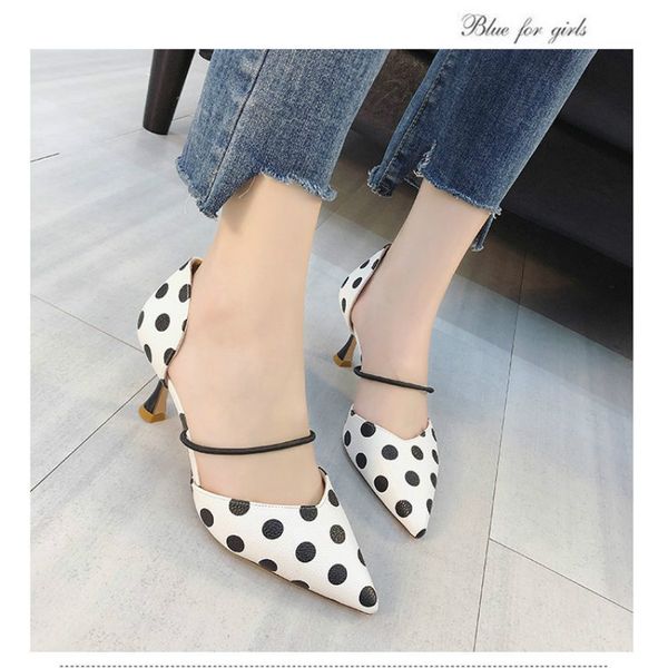 dress shoes 2021 summer polka dot women sandals pointed toe stripe 6cm thin heel ladies slippers comfortable slip on pumps 7cm, Black
dress shoes 2021 summer polka dot women sandals pointed toe stripe 6cm thin heel ladies slippers comfortable slip on pumps 7cm, Black