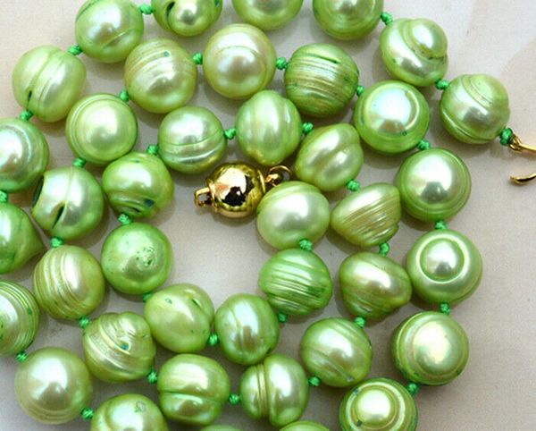 new gorgeous 10-11mm apple green pearl necklace 18 inch, Silver
new gorgeous 10-11mm apple green pearl necklace 18 inch, Silver