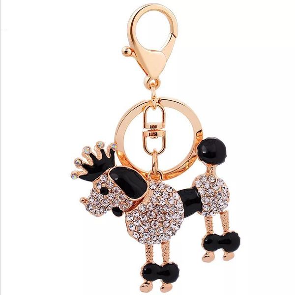 new creative cute cartoon dog keychain crystal poodle car key ring female bag pendant accessories rhinestone dog key chains, Silver 
new creative cute cartoon dog keychain crystal poodle car key ring female bag pendant accessories rhinestone dog key chains, Silver