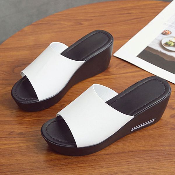 женщины сандалии тапочки платформа клин кожа pu мулы open toe слайды обувь summer beach плюс размер твердая черный белый сандалии, Black
женщины сандалии тапочки платформа клин кожа pu мулы open toe слайды обувь summer beach плюс размер твердая черный белый сандалии, Black