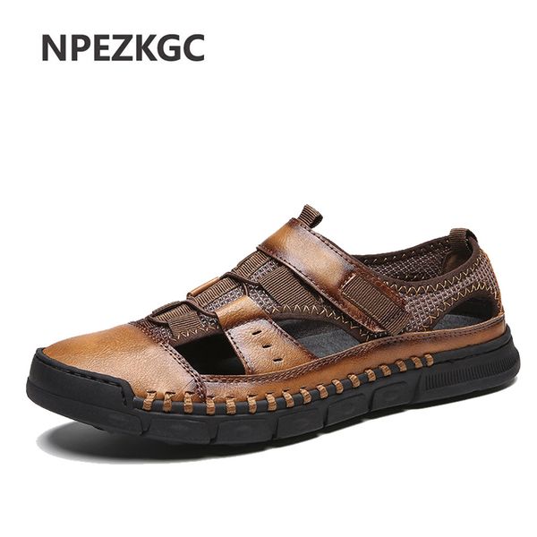 sandals 2021 men genuine leather summer beach breathable outdoor causal shoes fashion comfortable footwear big size, Black 
sandals 2021 men genuine leather summer beach breathable outdoor causal shoes fashion comfortable footwear big size, Black