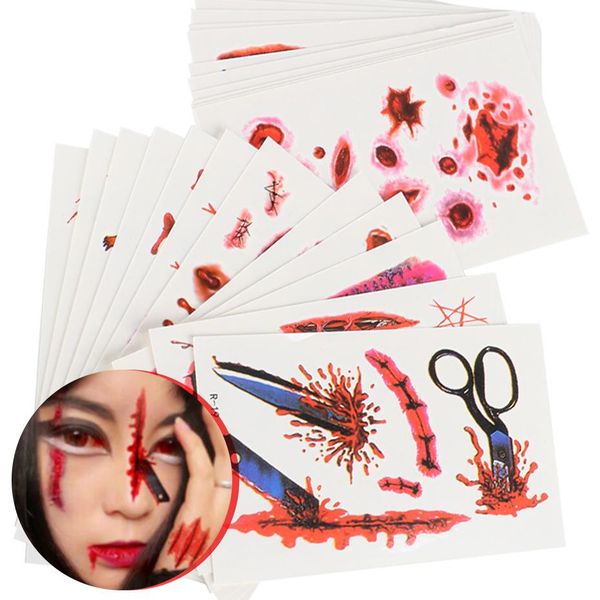 30pcs 3d halloween temporary tattoos blood injury scar spider water transfer fake stickers decorations makeup body art r01-r30
30pcs 3d halloween temporary tattoos blood injury scar spider water transfer fake stickers decorations makeup body art r01-r30