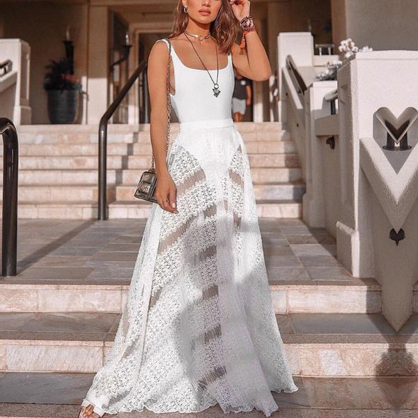 women's swimwear women summer sleeveless two-piece set beach dress evening party mesh see-through a30531, White;black
women's swimwear women summer sleeveless two-piece set beach dress evening party mesh see-through a30531, White;black