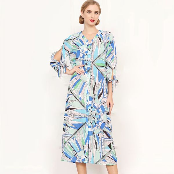 women's runway designer dresses v neck 3/4 sleeves printed loose design fashion casual mid calf dresses, Black
women's runway designer dresses v neck 3/4 sleeves printed loose design fashion casual mid calf dresses, Black