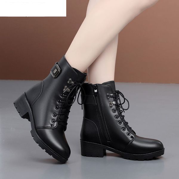 2020 new women's boots fashion lace-up low-heel pu short tube women's boots round toe square-heel warm ankle boots, Black
2020 new women's boots fashion lace-up low-heel pu short tube women's boots round toe square-heel warm ankle boots, Black