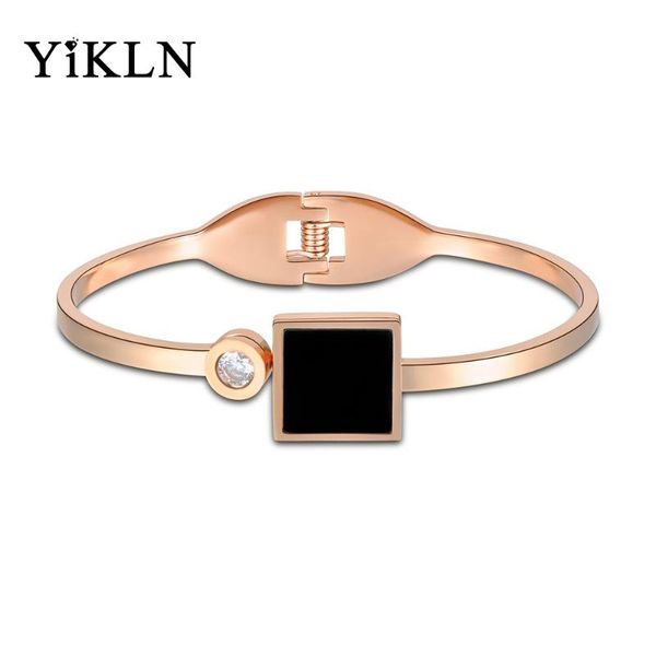 yikln stainless steel rose gold square shell acrylic cubic zirconia jewelry open bangle bracelet for women drop shipping yb17013, Black
yikln stainless steel rose gold square shell acrylic cubic zirconia jewelry open bangle bracelet for women drop shipping yb17013, Black