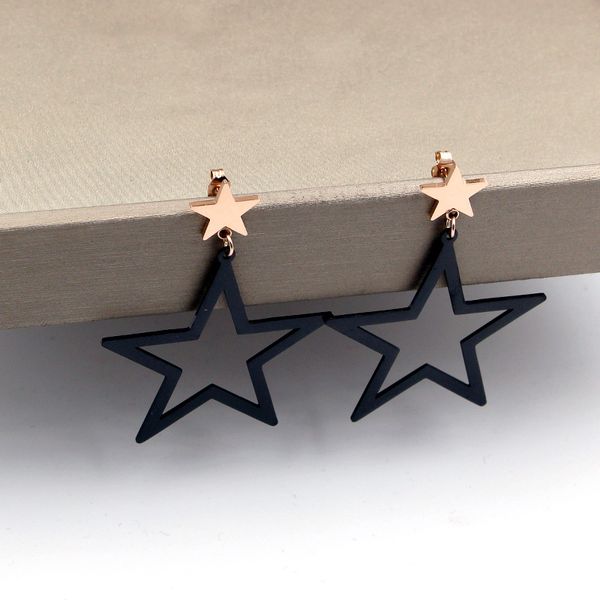 e17 2018 new fashion hollow with smal black five-pointed star earrings gold plate for lady gift ing, Golden;silver
e17 2018 new fashion hollow with smal black five-pointed star earrings gold plate for lady gift ing, Golden;silver