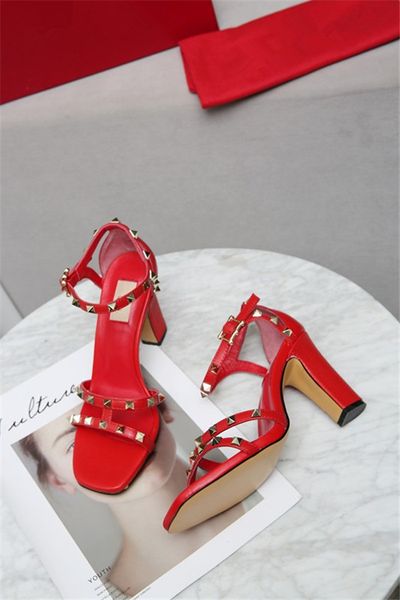 summer lady high heel sandals 9cm rivets design genuine leather women chunky heel shoes buckle strappy sandals, Black
summer lady high heel sandals 9cm rivets design genuine leather women chunky heel shoes buckle strappy sandals, Black