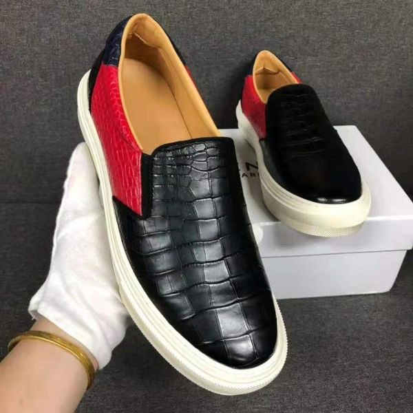 100% genuine crocodile skin leather men fashion shoe with cow skin lining black & red color macrocodile leisure fashion
100% genuine crocodile skin leather men fashion shoe with cow skin lining black & red color macrocodile leisure fashion