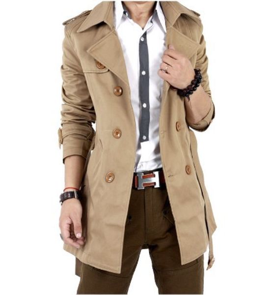 2020 spring autumn new coat style trench coat men's slim fit korean-style double breasted mid-length fashion jacket, Tan;black
2020 spring autumn new coat style trench coat men's slim fit korean-style double breasted mid-length fashion jacket, Tan;black
