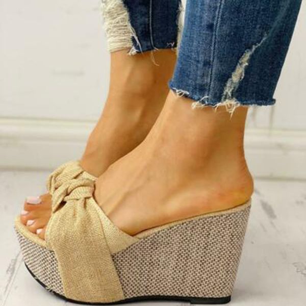 slippers est twisted knot design platform wedges sandals high thick sole women summer, Black
slippers est twisted knot design platform wedges sandals high thick sole women summer, Black