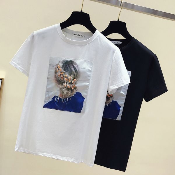 korea style fashion t-shirt women cotton short sleeve appliques white tshirt women summer black tee shirt 2020
korea style fashion t-shirt women cotton short sleeve appliques white tshirt women summer black tee shirt 2020