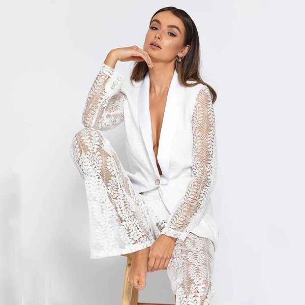 deep v-neck short suits wide leg pants women designer lace embroidery reset graceful natural color suits, White
deep v-neck short suits wide leg pants women designer lace embroidery reset graceful natural color suits, White