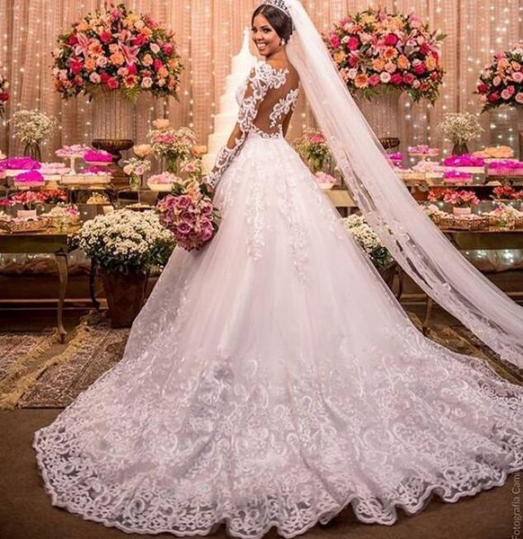 vintage full lace wedding dresses a line long sleeves illusion neckline sweep train romantic bridal gowns formal wedding wear plus size, White
vintage full lace wedding dresses a line long sleeves illusion neckline sweep train romantic bridal gowns formal wedding wear plus size, White