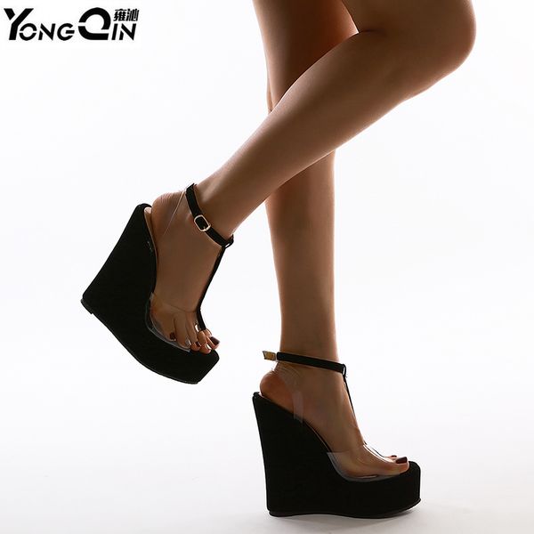 new 16cm wedge sandals fashion women pumps shoes size 35-42, Black