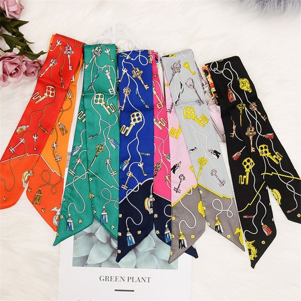 fashion retro luxury twill silk small women ribbon scarf art print hair bags handle decoration tie hand scarf hz33, Blue;gray
fashion retro luxury twill silk small women ribbon scarf art print hair bags handle decoration tie hand scarf hz33, Blue;gray