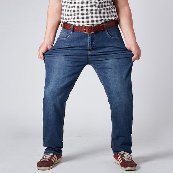 jeans man super large plus size fatter high stretch middle-aged denim jeans casual middle waist loose long pants male size 32 52, Blue
jeans man super large plus size fatter high stretch middle-aged denim jeans casual middle waist loose long pants male size 32 52, Blue