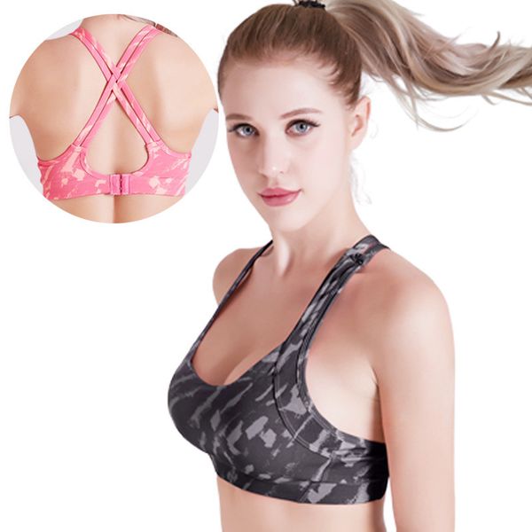 women yoga bra camouflage printed seamless paded push up fitness cross back proof running active sports vest bra, White;black
women yoga bra camouflage printed seamless paded push up fitness cross back proof running active sports vest bra, White;black
