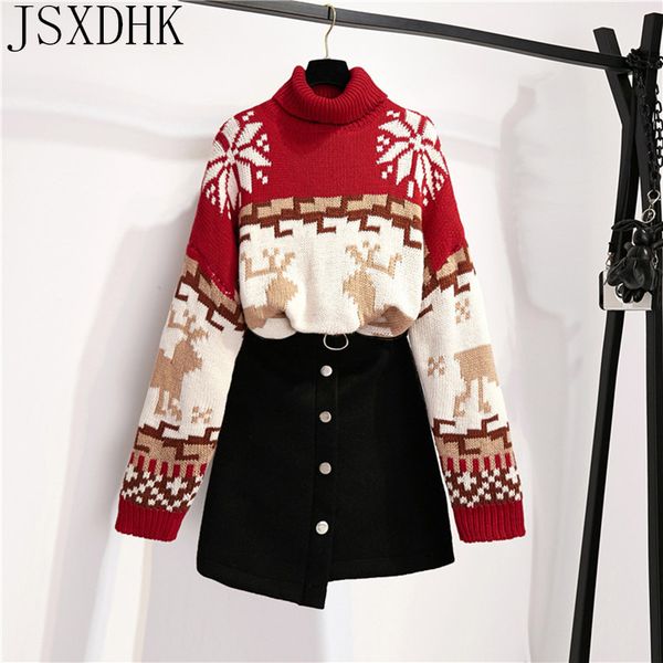 women's tracksuits christmas sweater women turtleneck batwing sleeve snowflake elk jacquard thick and asymmetry mini skirts 2 piece set, Gray
women's tracksuits christmas sweater women turtleneck batwing sleeve snowflake elk jacquard thick and asymmetry mini skirts 2 piece set, Gray
