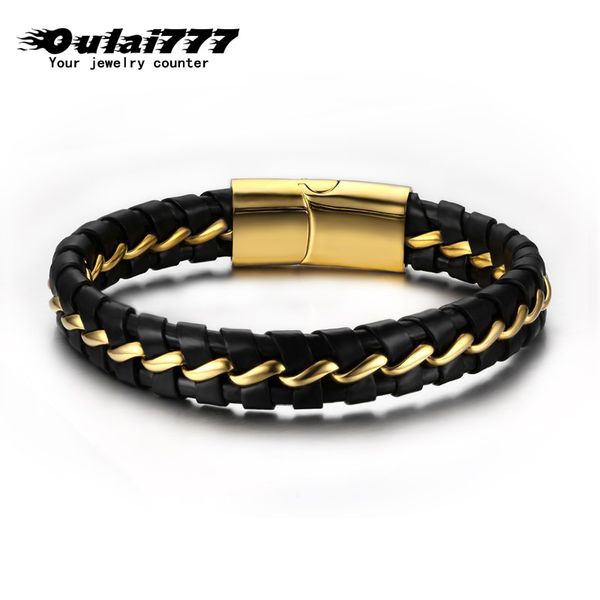 2020 wholesale stainless steel leather bracelets mens men bracelet male link chain on hand accessories chains black gold luxury
2020 wholesale stainless steel leather bracelets mens men bracelet male link chain on hand accessories chains black gold luxury
