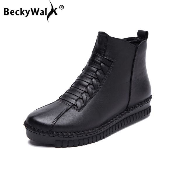 beckywalk winter ankle boots women genuine leather shoes handmade women shoes plush flat heel snow boots plus size 35-43 wsh3066, Black
beckywalk winter ankle boots women genuine leather shoes handmade women shoes plush flat heel snow boots plus size 35-43 wsh3066, Black