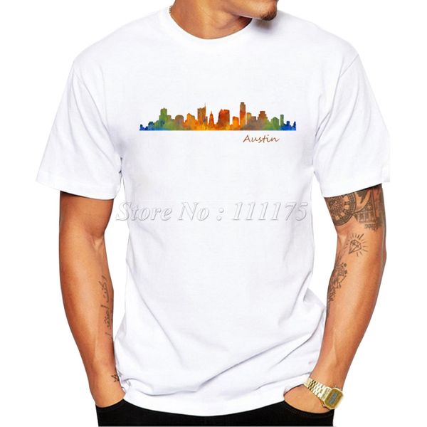 2019 men's summer hipster city skyline design t shirt popular customized printed fashion tees