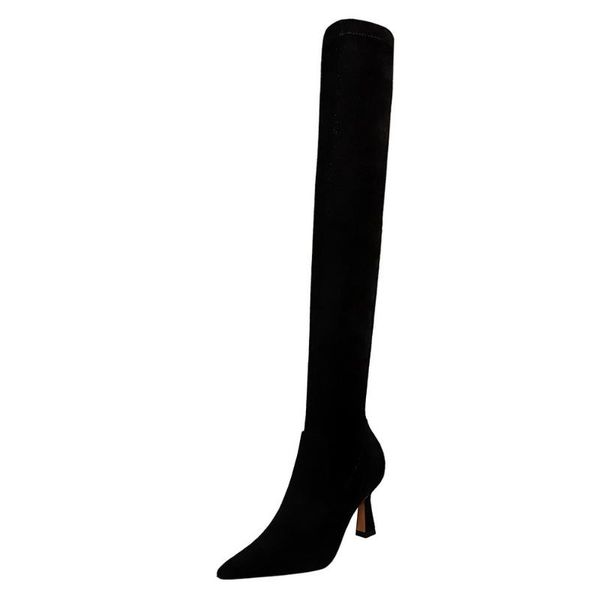 new fashion nightclubs slim long boots wine glasses with high-heeled pointed suede over the knee boots, Black
new fashion nightclubs slim long boots wine glasses with high-heeled pointed suede over the knee boots, Black