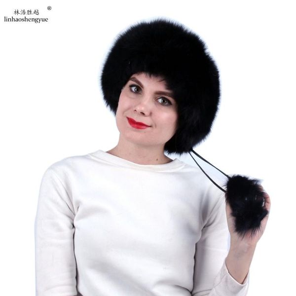 linhaoshengyue women fur princess hat noble fashion and warmth, Blue;gray