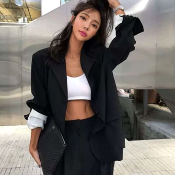 vintage black single-breasted women blazer jacket loose female workwear outerwear elegant solid women suit jacket 2020 aq339, White;black
vintage black single-breasted women blazer jacket loose female workwear outerwear elegant solid women suit jacket 2020 aq339, White;black