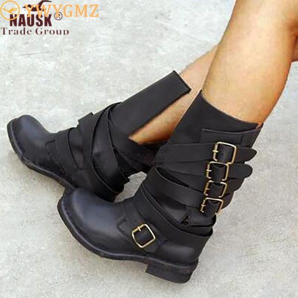 nausk women boots winter warm rock boots for women neutral med heels cool retro belt buckles shoes botas mujer, Black
nausk women boots winter warm rock boots for women neutral med heels cool retro belt buckles shoes botas mujer, Black