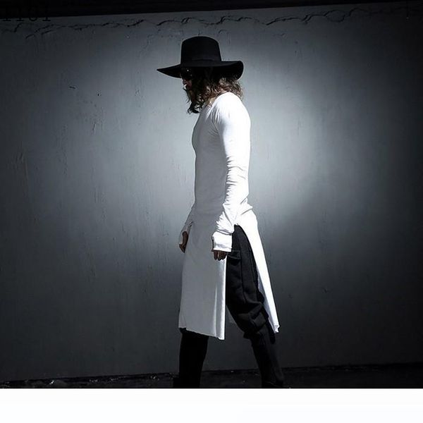 spring summer mens extended t shirt long sleeve black white rock punk extra long night club clothes render men t-shirt unlined upper gar, White;black 
spring summer mens extended t shirt long sleeve black white rock punk extra long night club clothes render men t-shirt unlined upper gar, White;black