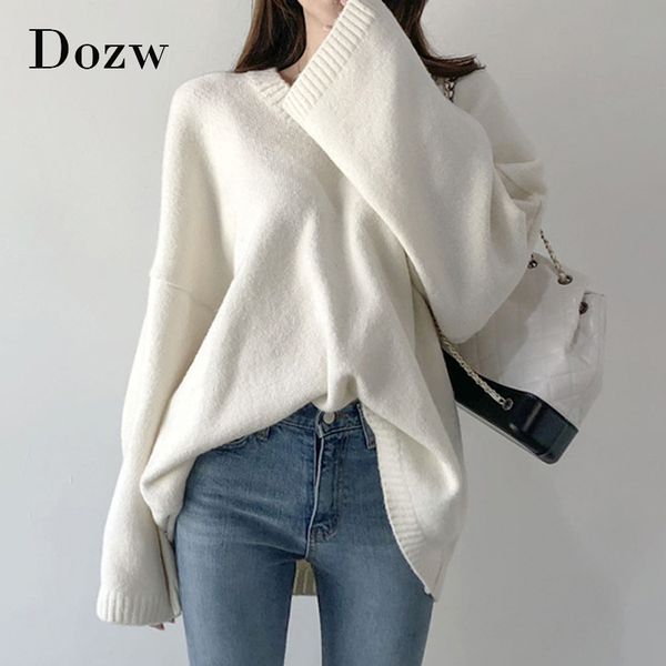 chic v neck loose sweater women batwing long sleeve elegant pullover jumper solid casual knitted pull femme, White;black
chic v neck loose sweater women batwing long sleeve elegant pullover jumper solid casual knitted pull femme, White;black