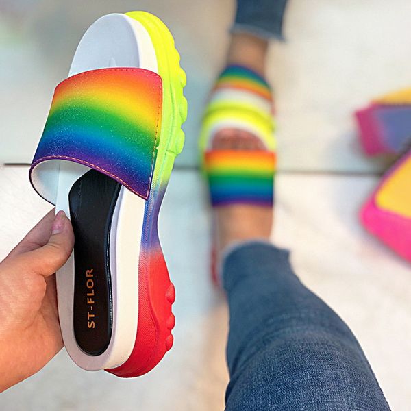 ins girl mixed clor rainbow open toe slippers women slides women's fashion outdoor footwear female beach shoes plus size 41, Black
ins girl mixed clor rainbow open toe slippers women slides women's fashion outdoor footwear female beach shoes plus size 41, Black