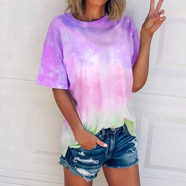 new 2020 summer tie dye print short sleeve t shirt o-neck gradient color tee shirt women streetwear
new 2020 summer tie dye print short sleeve t shirt o-neck gradient color tee shirt women streetwear