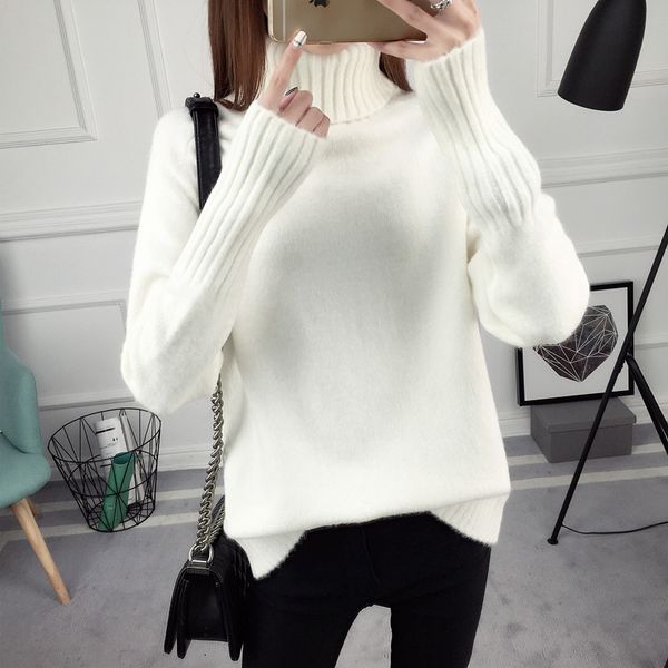 women's sweaters 2021 autumn and winter loose high neck pullover sweater long-sleeved versatile bottoming plus velvet, White;black
women's sweaters 2021 autumn and winter loose high neck pullover sweater long-sleeved versatile bottoming plus velvet, White;black